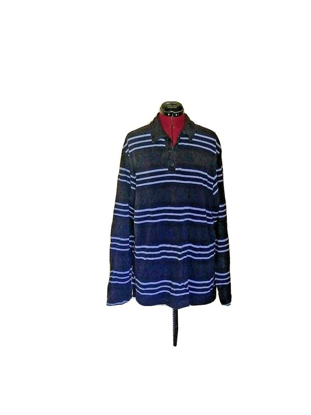 GAP Mens Long Sleeve Polo Shirt Size XL Multicolor Striped Cotton Side Split Hem